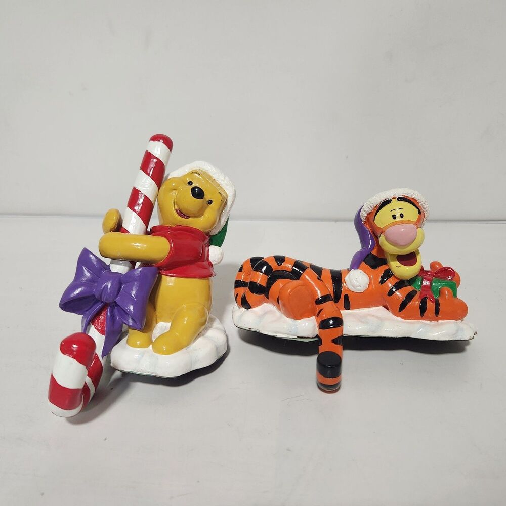 Disney Winnie the Pooh & Tigger Christmas Hat Candy Cane Stocking Hanger Holder
